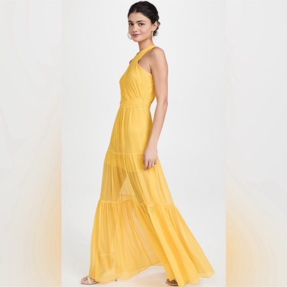 Veronica Beard Florencia Silk Maxi Dress Yellow Sz 4 - Picture 3 of 4